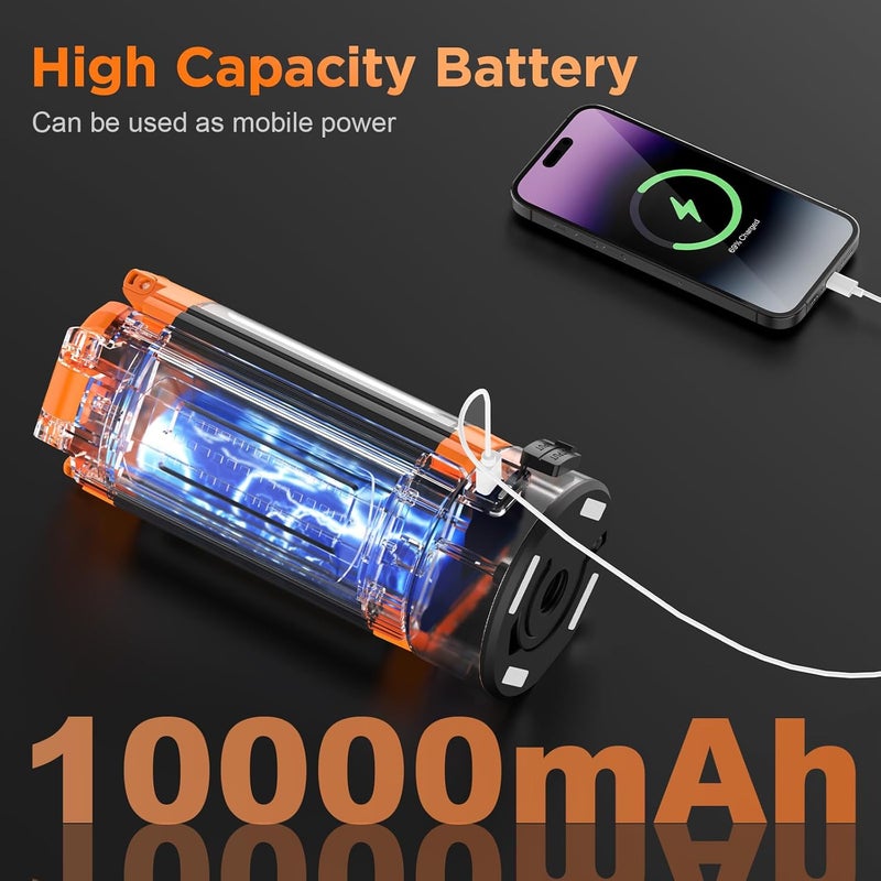 CAVN Rechargeable Camping Lights with Stand 6.5 ft Max Height, Portable Cordless LED Work Light 2200 Lumens 6500/4500/3500K Dimmable Camping Essentials Gear with Detachable Tripod, Orange - Image 2